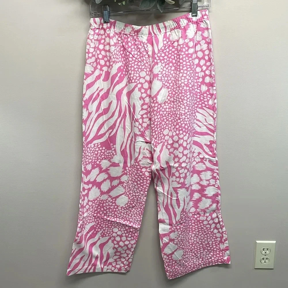 Victoria’s Secret Flannel Pajama Pants Pink White Leopard S
